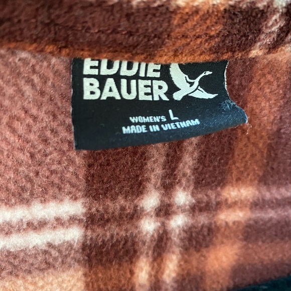 Eddie Bauer shacket women’s flannel fleece jacket LARGE - Picture 7 of 12
